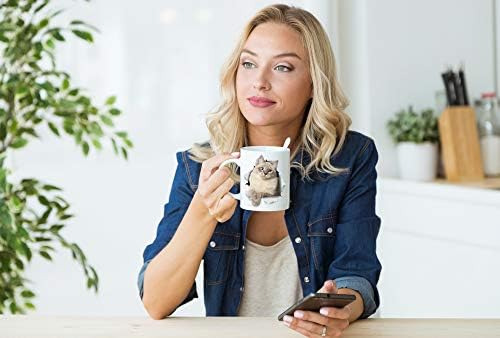 Taza De Café Con Diseño De Gato Siberiano, Divertida Taza De