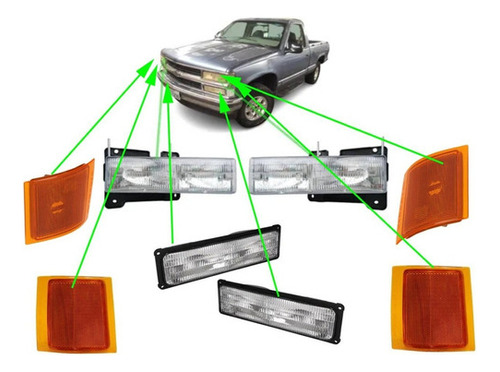 Kit De Opticas Y Faros Para Silverado Modelo 1999