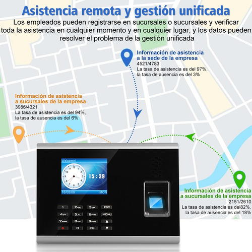 Reloj BOOHHAIKEJI TIMMY Checador Digital Huella Biometrico Software USB Internet Negro