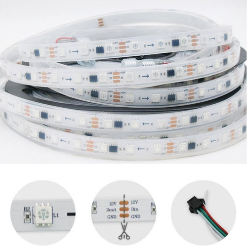 Imagem 4 de 6 de Fita Led Ws2811 12v 300 Leds Ip67 5m Alto Brilho + Central