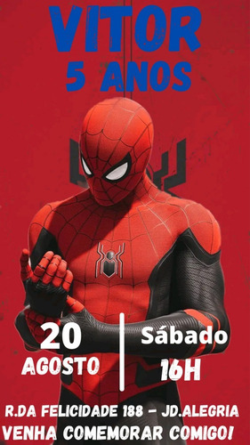 Imagem 4 de 10 de Convite De Aniversário Homem Aranha Digital Whatsapp