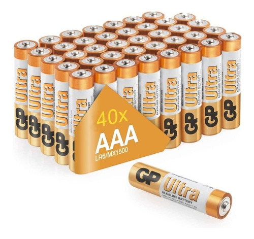 Pila Aaa Bateria Alkalina Gp Ultra Caja 40pcs 1,5v