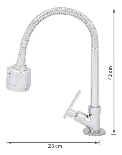 Torneira Para Cozinha Com Bica Flexível Gourmet Flex Delini