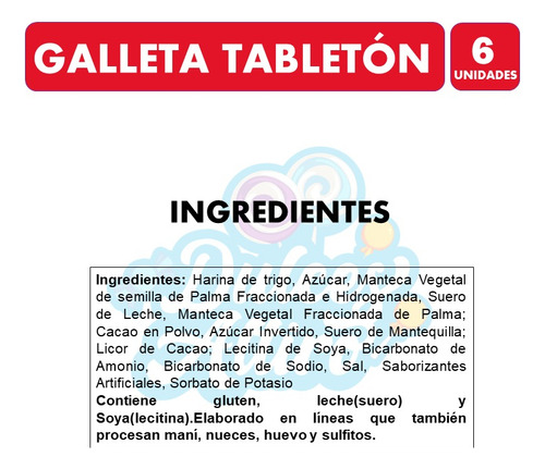 Tableton Galletas De Colación - Fruna (pack Con 6 Unidades)