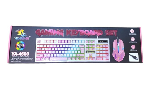 Kit Teclado Y Mouse Gamer Rosado Retroiluminado Con Rgb