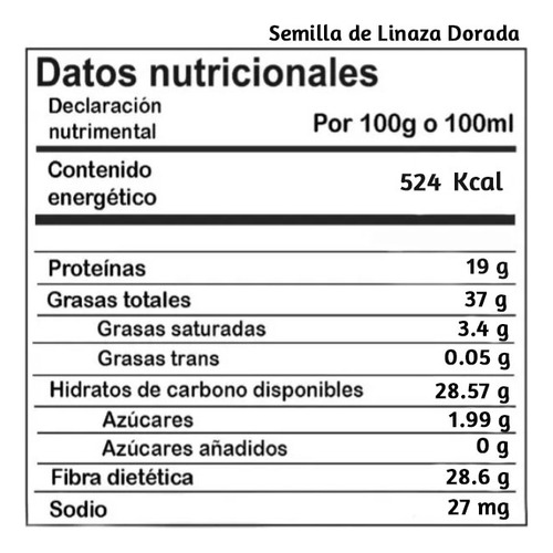 Semilla De Linaza Dorada Entera 100 Gramos