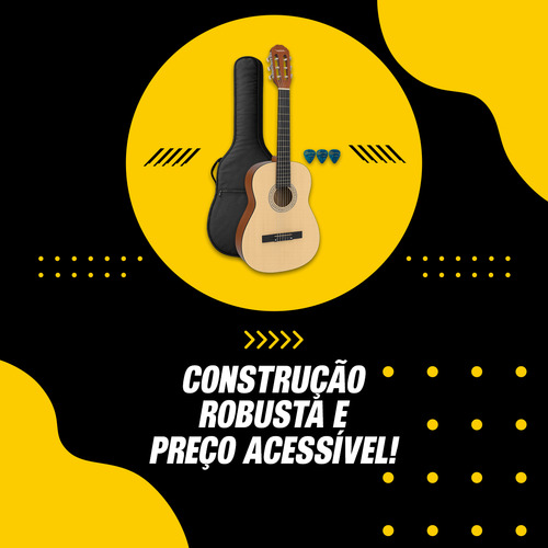 Kit Violão Clássico Vogga Vca100 Acústico Natural C/ Capa