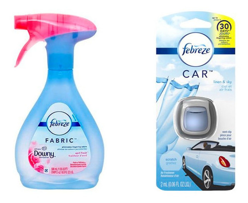 Kit Febreze Fabric Tela 500 Ml + Febreze Car Linen Sky 2 Ml