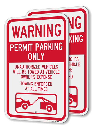 Smartsign Letrero Permiso Advertencia Para Estacionamiento 2