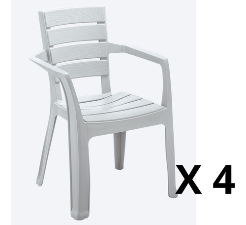 Silla Con Apoya Brazos De Plastico Simil Madera Rimax X 4uni