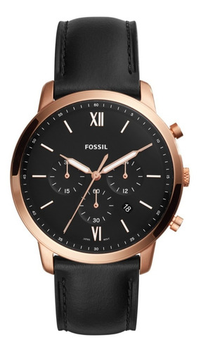 Reloj Caballero Fossil Fs5381 Color Negro De Piel