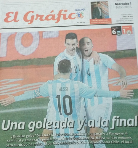 El Gráfico Diario 958 Argentina 6 Paraguay 1 Copa Chile 2015