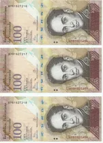 Comprar Billetes 3 Consecutivos Bsf. 100 - Ay8 Junio 23 2015 