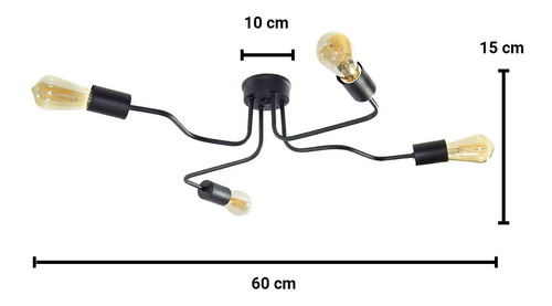 Imagen 3 de 10 de Araña 4 Luces Brazos Vintage Apto Lamparas Led E27 Oferta