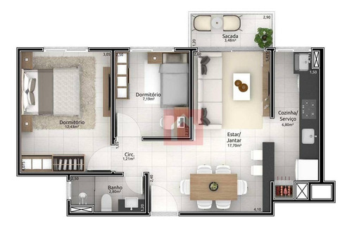 Imagem 9 de 17 de Apartamento Com 2 Dormitórios À Venda, 59 M² Por R$ 259.302,00 - Senai - Santa Cruz Do Sul/rs - Ap1804