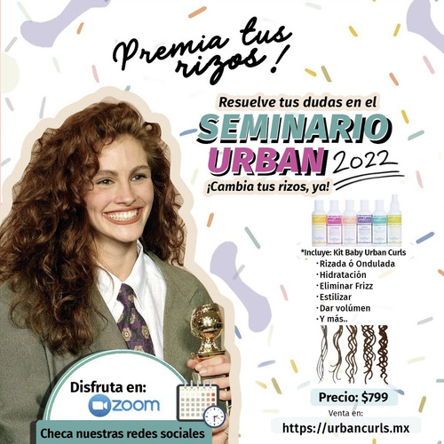 Imagen 1 de 3 de Seminario Urban Curls Para Tus Rizos Incluye Kit Baby Regalo