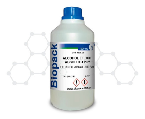 Alcohol Etilico Absoluto Puro - 1000 Ml- Biopack