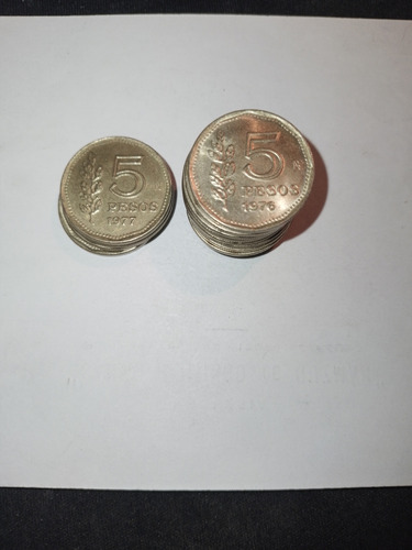 Monedas Argentinas De 5 Pesos De 1976(10) Y 77(4)