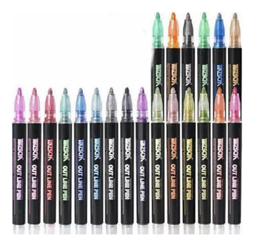 Lápices Marcadores Mágicos Metálicos Con Contorno 24 Colores