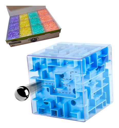 Mini Cubo Laberinto 3d Magico Juguete Destreza 12 Piezas 