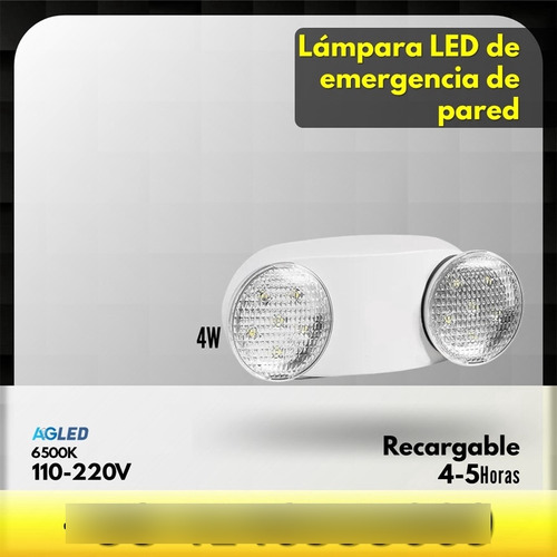 Lampara Led Emerg Pared 2x2w 65k 95-265v 4-5 H Rec 26cm