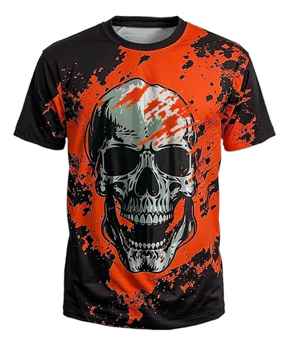 Camiseta Unisex De Manga Corta Con Estampado 3d De Calaveras