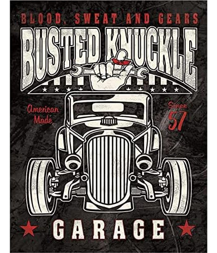 Busted Knuckle Garage Letrero De Lata Vintage Nostálgi...