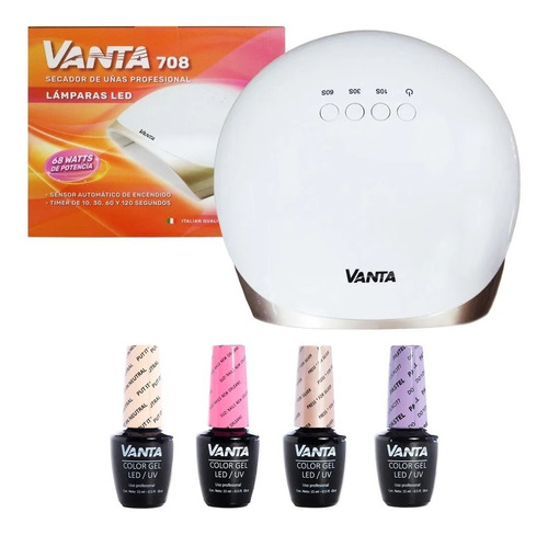 Kit Vanta Cabina 708 Uv Led 68w + 4 Esmaltes Semipermanentes