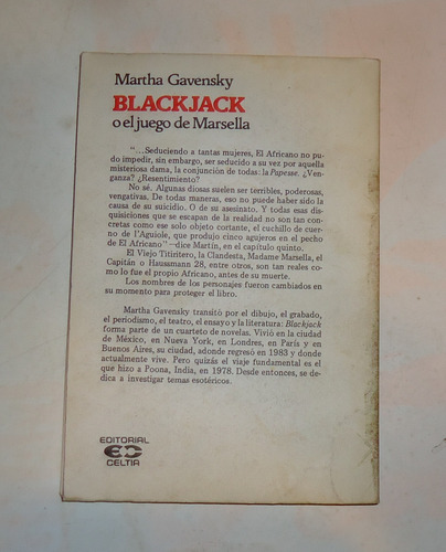 Blackjack O El Juego De Marsella Martha Gavensky (Usado)