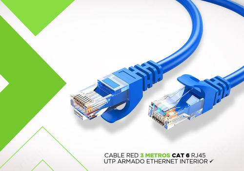 Imagen 8 de 10 de Cable Red 3 Metros Cat 6 Rj45 Utp Armado Ethernet Interior