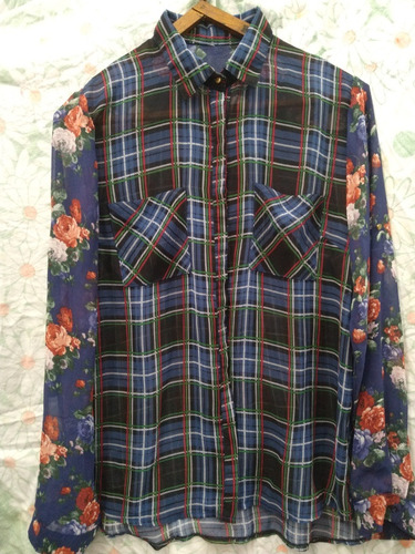 Camisa Estampada Azul Retro Vintage 