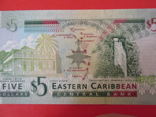 Gran Billete Inglaterra Islas Caribe 5 Dolares Año 2011 Unc (Usado)