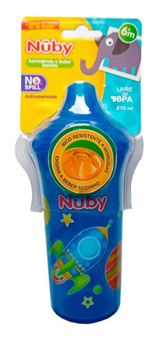 Boquilla rígida decorada, 270 ml, +6 m, azul Nuby Op2