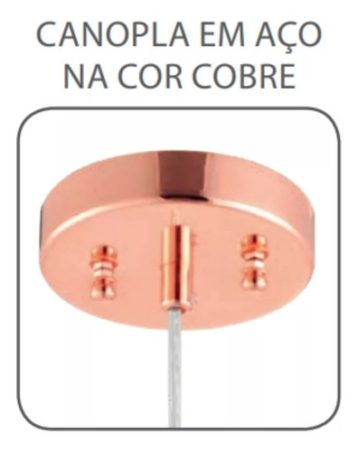 Luminária Pendente Cimento Stove Acabamento Cobre E27 26cm