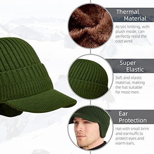 Gorro De Invierno Para Hombre Con Ala, Cálido Gorro Con Orej
