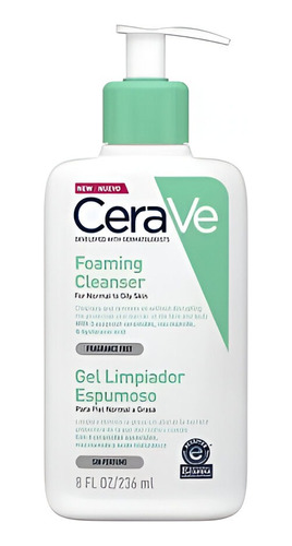 Gel Limpiador Espumoso Cerave Piel Normal A Grasa 236 Ml