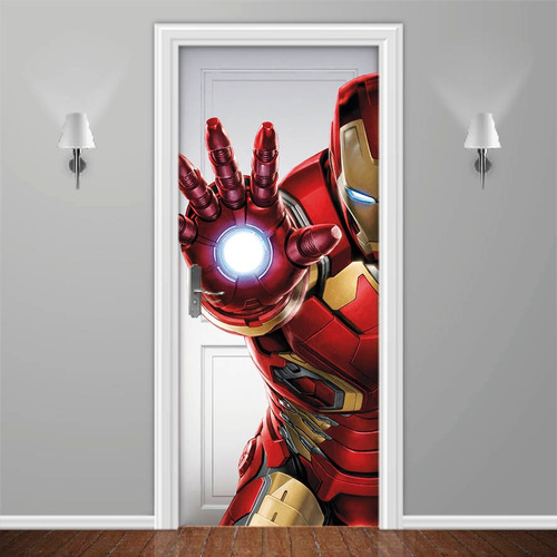 Adesivo Para Porta Decoração Homem De Ferro - Avangers