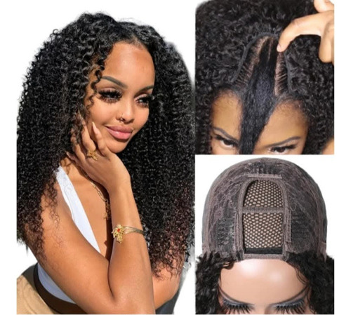 Peruca Cabelo Humano V-part 60cm Castanho Escuro 60