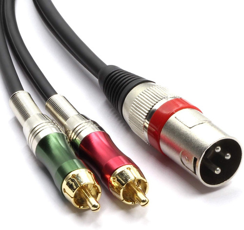 Cable De Audio Xlr 3-pin Macho A 2 Rca Macho | Negro / 1,5m
