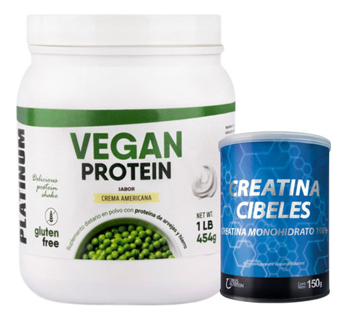 Combo Vegan Protein Proteina 1lb + Creatina Cibeles 150g Crema Americana