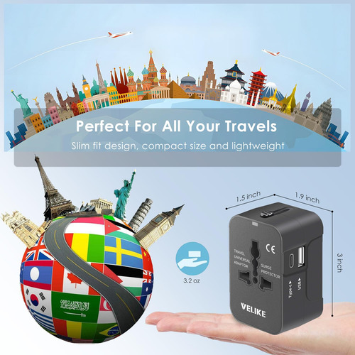 Adaptador Universal Velike Convertidor De Corriente Global