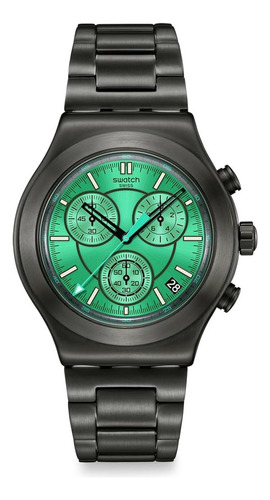 Reloj Casual Unisex Swatch Negro De Acero Inoxidable Y Cuarz