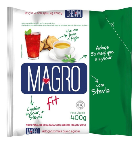 Açúcar Light Magro Com Stevia 400g - Forno E Fogão