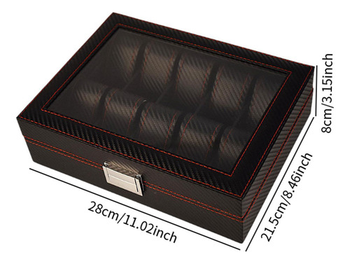Caja Para Relojes, Vitrina Para Relojes Con Tapa De Cristal,