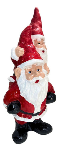 Anão Gnomo Duplo Grande Enfeite De Jardim Área Externa Papai Noel