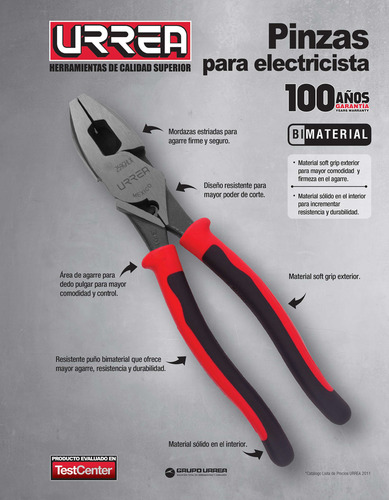 Pinza Con Mango Bimaterial De 8-21/32 Corte Lateral Alta Pa