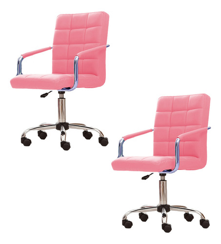 Sillon Ejecutivo Silla Oficina Gerencial Escritorio Pc - X2 Color Rosa