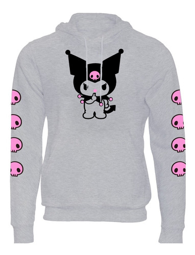Imagen 2 de 4 de Buzo Canguro Kuromi Sanrio Dark Anime Kawai Unisex Y Niños