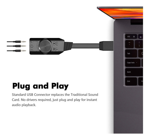 Som Usb 2.0 Placa De Som Externa Virtual 7.1 Canal Gs3