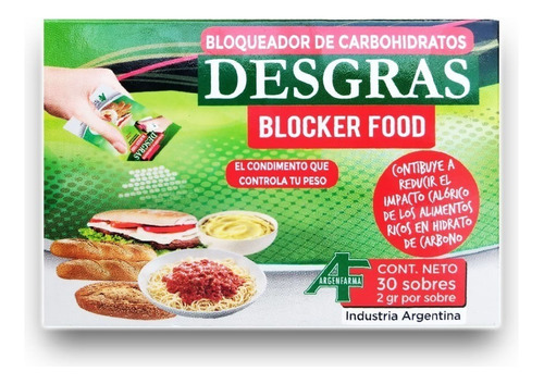 4 Cajas X 30 Desgras Blocker Food Bloqueador Carbohidratos